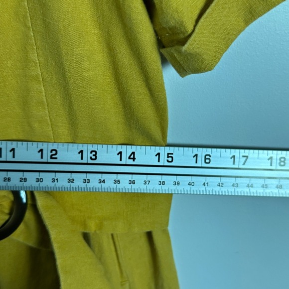 Sezane Linen Marianna Dress Curry Golden Yellow Belted Womens Sz 36 French US 34 - Picture 14 of 16